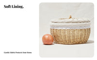 Woven Basket with Lid Handwoven Lidded Wicker Basket Dustproof for Dining Table