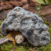 Rock Hideout Reptile Hide, Leopard Gecko Tank Accessories for Snakes and Reptiles, Freestanding Brown and Grey Cave Decor