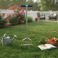 Aerator with 3 Hollow Tines Compacted Soil Manual Lawn Aerator Handheld for Homeowners, Gardeners, Garden Maintenance