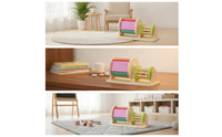Colorful Wooden Toy with Rotating Drums Educational Wooden Rotating Drum Vibrant Rotating Drum Toy Tabletop for Preschoolers