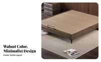 Headboard-Less low-height Slatted foundation Bed Black Walnut Color low-height Bed Frame Minimalist Design Mattress Foundation Modern & design for Minimalists, pairs, Pet Owners, Small Apartments, Apartment, Guest Room