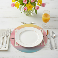 4 Pieces Easter Placemat Festive Design Round Easter Place Mat Decorative Round Table Mat for Easter, Party Hosts, Home Stylists, Family Gatherings