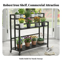 Multitier Rolling plant Rack With casters Mobile Ladder Planter Shelf sturdy Easy to Assemble for Apartment Dwellers, Patio