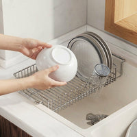 Extendable Sink Rack, 304 Stainless Steel Dish Rack Over the Sink Rack, Space Saving Over Sink Organizer for Apartment Kitchen and Dorm Room