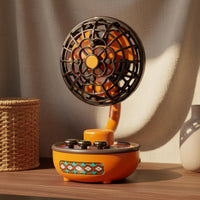 Vintage Design Table Fan Ambient Light Retro Desk Fan Quiet Function for Desktop