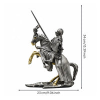 Mounted Knight Figurine Retro Collectible Sculpture Gold Accents House Decoration