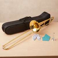 Bb Tenor Slide Trombone Beginner B Flat Trombone Entry-Level Brass Instrument for Beginners, Students, Student Orchestra, Rehearsal Home Rehearsal
