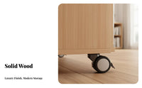 Mobile TV Stand Solid Wood Storage Cabinet Space Saving Rolling Furniture Suitable for Renters Living Room Bedroom Modern Home Decor