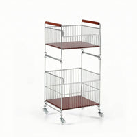 Rolling Laundry Cart Multi-Tier Wire Storage Wire Laundry Trolley Storage Rack for Utility Room