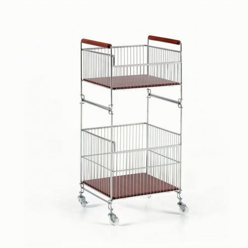 Rolling Laundry Cart Multi-Tier Wire Storage Wire Laundry Trolley Storage Rack for Utility Room