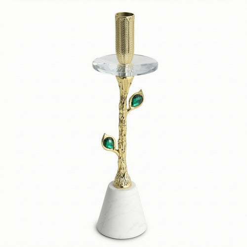 Crystal Candle Holder Elegant Candlestick Holder with Marble Base High-End