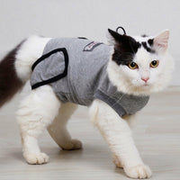 Cat Recovery Suit Post Surgery Cat Clothing, Full Body Sleeved Post Operative Cat Wear, Snap Buttons Back Recovery Anti-Lick Soft Breathable Wear