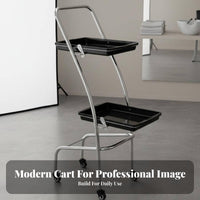 Hairdressing Tool Trolley With Wheels Hairdressing Rolling Cart Foldable Salon Cart Easy Mobility 2-Tier Salon Trolley