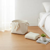 Linen Clothes Storage Basket Lightweight Foldable Laundry Basket Formaldehyde Foldable Textile Storage Bin for Kids, Nursery