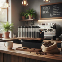 Wooden Coffee Bean Display Stand Sealed Coffee Bean Tube Holder Minimalist Wooden Tube Organizer for Cafe