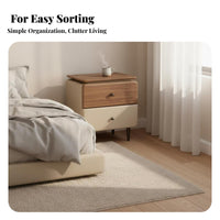 Minimalist Design Rounded Corner End Table with Drawer Fully Assembled Nightstand space-saving Size Household Furniture Sturdy Construction for Families, Homeowners, Renters, Bedroom, Small Spaces, Guest Room, Home Office