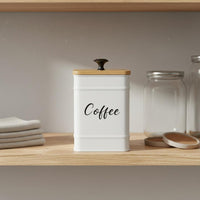 3 Pieces Square Airtight Canister Easy to Carry Bamboo Lid Jar Set Iron Body