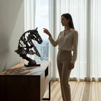 Abstract Horse Sculpture with Base Matte Decor Large for Entryway, Console Table