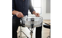 13-Inch Stainless Steel Snare Drum Silver Snare Drum with Chrome Hoops Rust-Proof Portable for Students
