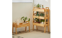 Rectangular Plant Tray with Legs Compact Wooden Plant Stand Decorative Flower Pot Holder for Living Room