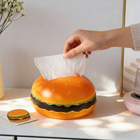 Hamburger Tissue Box Fun Design Burger Shaped Napkin Holder for Desktop, Bedroom