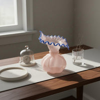 Handmade Glass Flower Vase Mouth-Blown Handmade Glass Vase for Tabletop