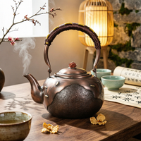 Copper Kettle Handmade Kettle with Wrapped Handle Dark Bronze for Tea Lovers, Collectors, Kitchen