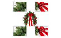 Christmas Wreath Festive Christmas Wreath with Bow Pre-Decorated Decorations for Homeowners, Decorators, Front Door, Wall, Window