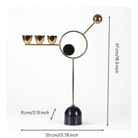 Geometric Candle Holder Abstract Candle Holder with Metal Frame Gold-Toned for Consoles, Shelves