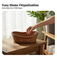 Woven Basket with Handles sturdy Woven Tote Box Waterproof for Bedroom, Kitchen