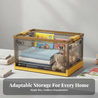 Foldable Storage Box Transparent View Clothes Storage Chest Dust-Proof