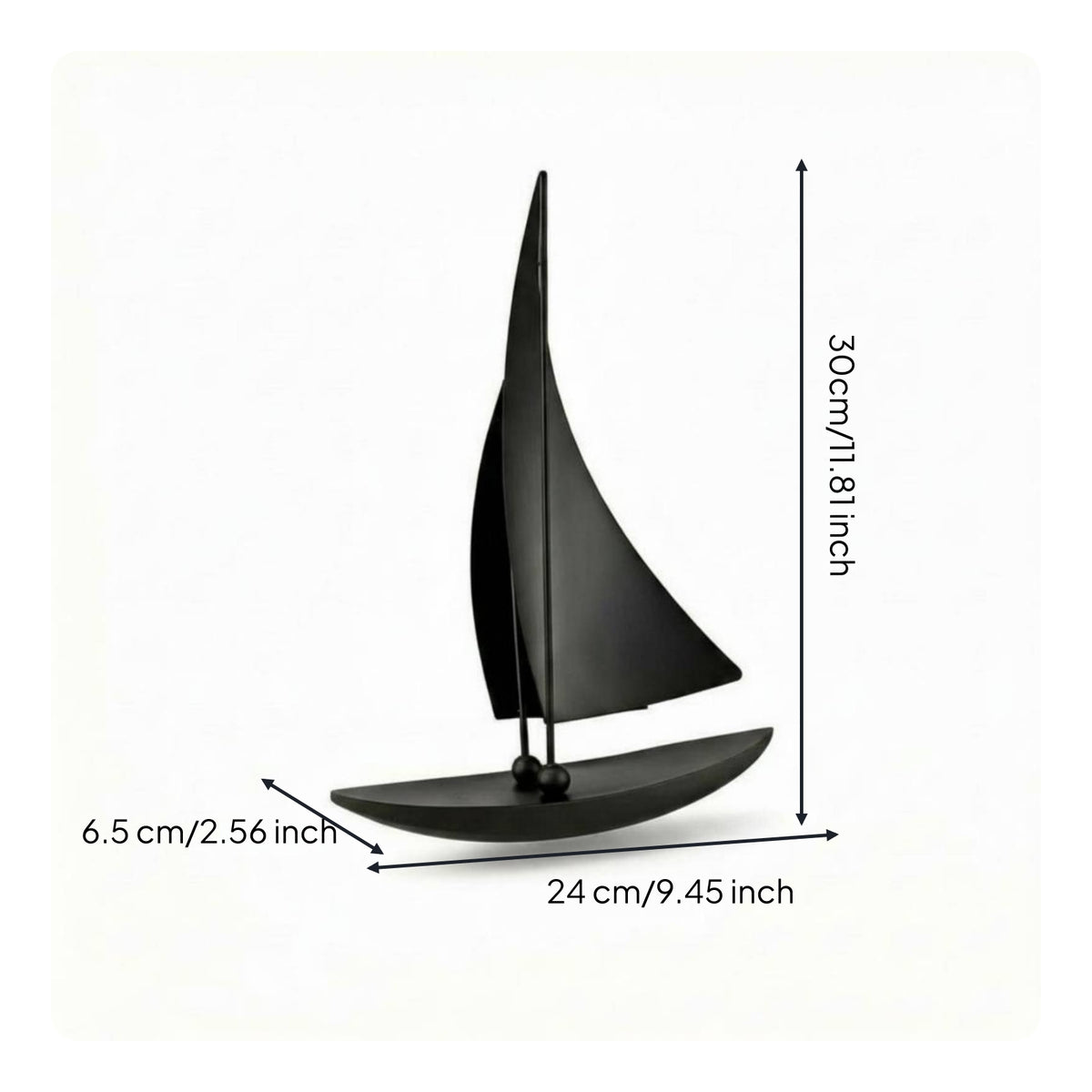 Metal Sailboat Ornament Layered Sails Display Piece Polished Surface for Office