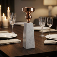 Marble Column Candle Holder Luxury Style Marble Candle Holder Fine Detailing Home Decor for Hotel