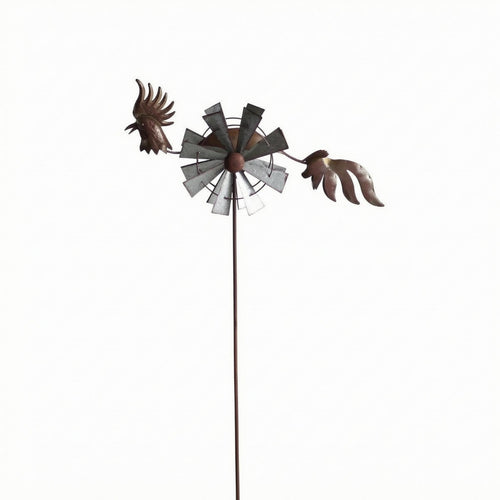 Rustic Chicken Rotor Stake Double-Sided Chicken Yard Stake Tall
