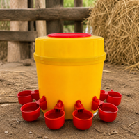 Automatic Chicken Water Dispenser, Poultry Waterer for Duck Goose Quail, Floor Standing Chook Drinker, Yellow Red Synthetic Material