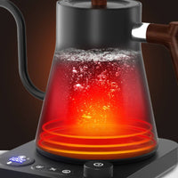 Keep Warm Gooseneck Electric Kettle Wood Grain Appliance Digital Display for Baristas