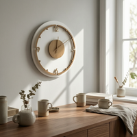 Walnut Pattern Wall Clock Large Size Wood Grain Wall Clock Easy to Hang Timepiece