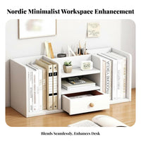 Desktop Book Rack with Drawer Stable Structure Tabletop Shelf Versatile Use