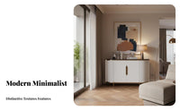 Minimalist Design Fluted Door Credenza Marble Pattern Top Storage Cabinet Multi-Purpose Sideboard Large Capacity for designdiscerning Individuals, Apartment Dwellers, Interior Designers, Entryway, Living Room, Hallway, Bedroom