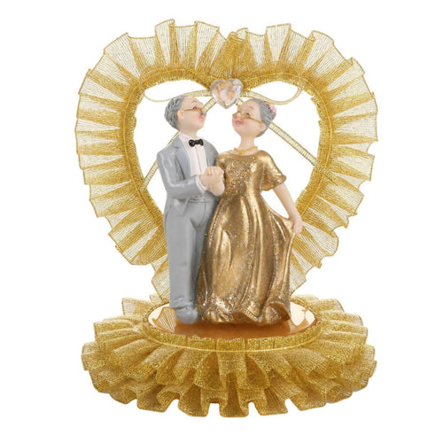 Couple Figurine with Heart Frame Decorative Tabletop Ornament Whimsical