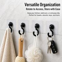 3M Hooks, Modern Individual Wall Hooks, Rotating Synthetic Material, for Kitchen Bathroom Hallway, 1-3kg Load
