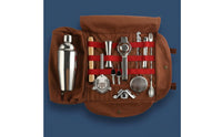 Portable Bartender Tool Kit Leather Handle Bartender Tool Roll Bag for Camping