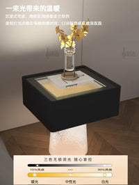 全屋智能别墅风亚克力床头柜轻奢高级感创意透光设计收纳柜三色灯 高级黑【无功能】 整装 A
