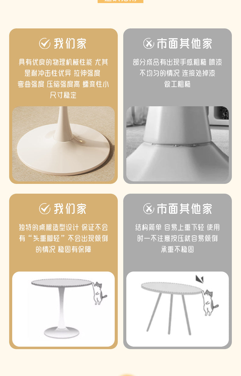圆形餐桌家用小户型吃饭桌子现代简约轻奢四叶草小圆桌阳台咖啡桌
