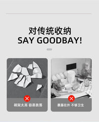 厨房多功能置物架子多层台置式碗盘沥水架碗架家用碗柜碗筷收纳盒 〓〓【白色】两层*防尘防鼠带沥水盘+刀架筷筒
