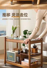 边几移动茶几茶桌简约小桌子迷你角几小方桌沙发边桌床头桌小推车 【悬浮边几】茶色68长（亚克力侧板）