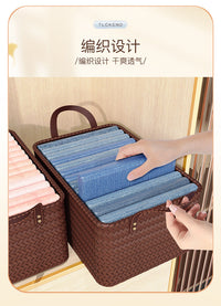 美式高级收纳筐仿藤编pu把手洗衣桶脏衣篓大容量零食玩具收纳神器