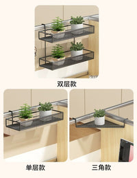 植物架花架悬挂置物架壁挂花器铁艺盆栽摆放架花盆托架多肉展示架 单层黑色