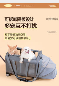 Extra-Large Pet Luggage Trolley for Two Cats or Dogs, Expandable Two-Compartment Pet Carrier