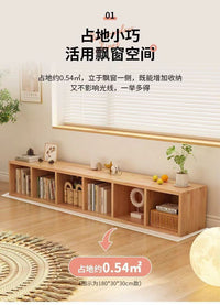 Solid Wood TV Cabinet and Bookshelf Combination with Storage Cubes